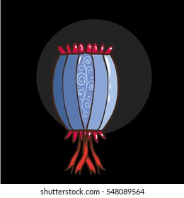 Chinese lantern. Vector illustration. Isolated on white background