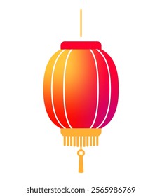 Chinese lantern vector illustration. Lunar oriental light lamp. Asia traditional decoration in simple modern style. Gradient color design.