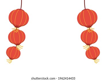 Vector de linterna chino. Afiche del año nuevo chino. Espacio libre para el texto.