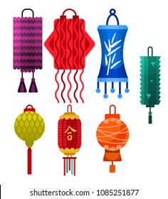 Chinese lantern vector paper lightertraditional holiday celebrate Asia festive or wedding lantern graphic celebration lamp illustration