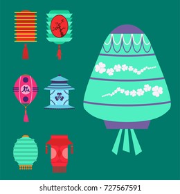 Chinese lantern vector set paper holiday celebrate graphic chinese symbol Peace celebration sign