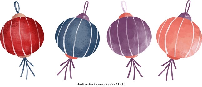 Chinese lantern watercolor vector Illustration