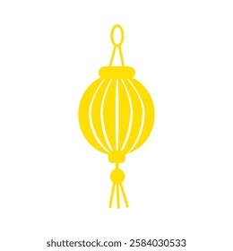 Chinese lantern yellow vector isolated on white background, decorative symbof China, Chinese lamp for decoration, flat cartoon icon design for map, cards, alphabet