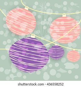 Chinese lanterns background. red purple. vector illustration 