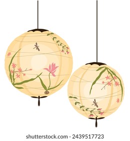 Chinese lanterns circular and cylindrical shape