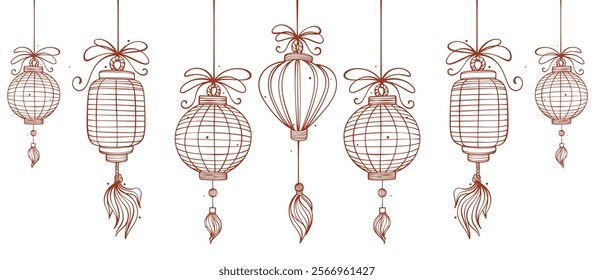 Chinese Lanterns hand Drawn vector eps