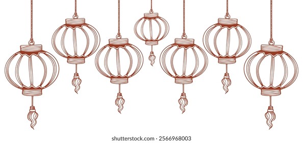 Chinese Lanterns hand Drawn vector eps