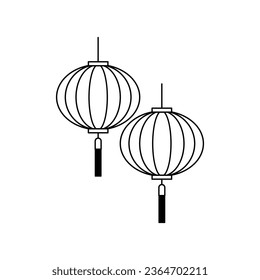 Chinese lanterns icon isolated on white background. Chinese new year design elements. Vector illustration. 