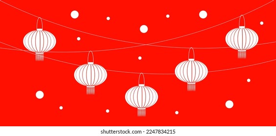 Linternas chinas en el fondo rojo. Festival de linternas chinas. Año nuevo chino. 