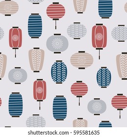 Chinese Lanterns Seamless Pattern. Background with Chinese Lights