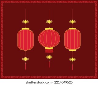 Chinese lanterns. Vector illustration for New year festival, Happiness celebration, Prosperity, Home decoration and Public place
