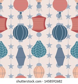 Chinese lights in a seamless pattern design, that can be used on the web or in print, for surface design