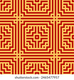 Chinesische Linienkunst, die sich wiederholende Muster-Vektorgrafik.  Asiatische Ornament Linien nahtlose Muster, hexagonale Fliesen Symbol Hintergrund.