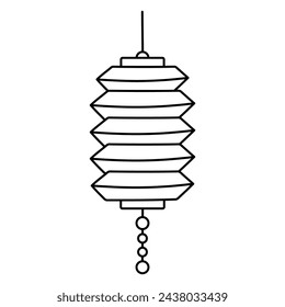 Chinese line paper lights. Light on the streets of China. Celebration atmosphere. Hand drawn vector illustration. doodle coloring icon element object on a white background.
