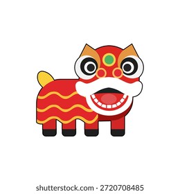 Ilustración vectorial plana de la danza del león chino