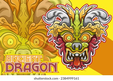 Chinese lion dance head, China Lunar New Year dragon mask. Traditional asian character, costume for holiday celebration, cartoon design element isolated on white background