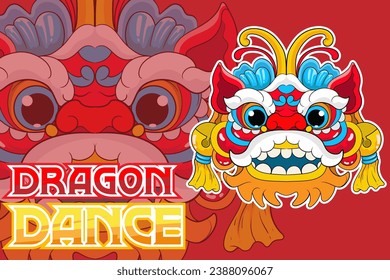 Cabeza de baile de león chino, máscara de dragón de Año Nuevo lunar de China. Carácter tradicional asiático, disfraz para celebración de fiestas, elemento de diseño de caricaturas aislado en fondo blanco