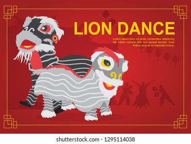 Chinese lion dance vector design.