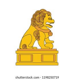 chinese lion statue in gold icon