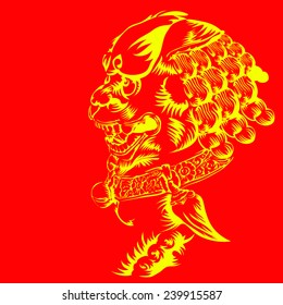 chinese lion vector.