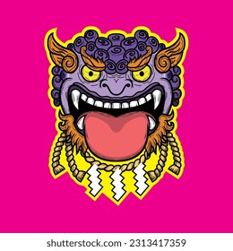 ilustrador vectorial de león chino para pegatinas y thisrt