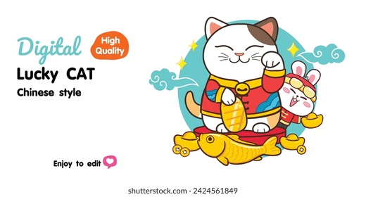 Chinese lucky cat It is a symbol of good sales svg