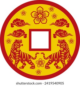 chinese lucky prosperity coin vector illustration