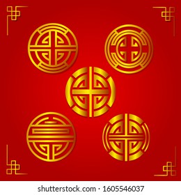 The Chinese lucky symbol logo for Lunar new year with red background