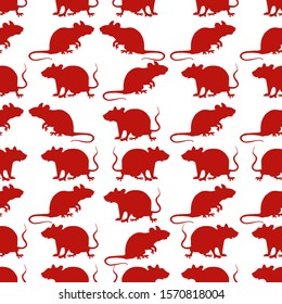 Chinese Lunar New Year 2020 holiday background. Rats and traditional chinese floral symbol elements. Vector seamless pattern for wrapping, poster, greeting cards, wallpaper. 