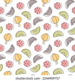 Chinese Lunar New Year 2023 Days Seamless Pattern Decoration Template Hand Drawn Cartoon Flat Illustration