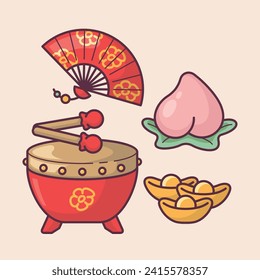 Chinese Lunar New Year celebration traditional holiday icon vector art materials. colorful and neat designs