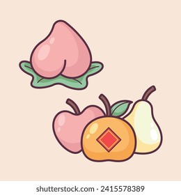 Chinese Lunar New Year celebration traditional holiday icon vector art materials. colorful and neat designs