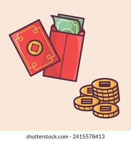 Chinese Lunar New Year celebration traditional holiday icon vector art materials. colorful and neat designs