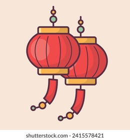 Chinese Lunar New Year celebration traditional holiday icon vector art materials. colorful and neat designs