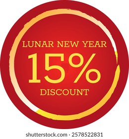 Chinese Lunar New Year Fifteen Percent Discount Sticker Tag - Vector