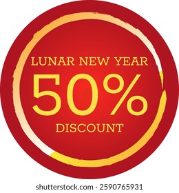 Chinese Lunar New Year Fifty Percent Discount Sticker Tag - Vector	