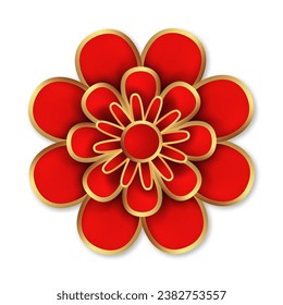 Chinese Lunar New Year flower element. Suitable for concept Lunar New Year holiday card, banner, poster, flyer. Vector illustration.