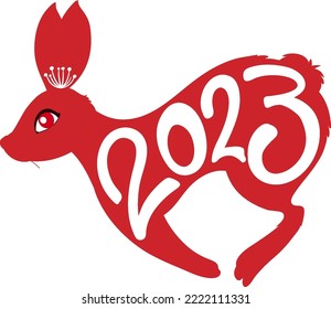 Chinese Lunar New Year Rabbit symbol 2023 illustration