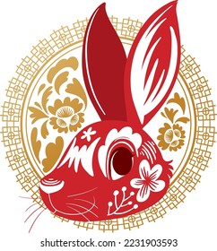 Chinese Lunar New Year Rabbit symbol 2023 illustration