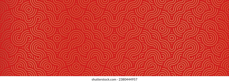 Chinese Lunar New Year Seamless Pattern. 2024 Red Dragon Silhouette in Elegant Oriental Asian Background Design.