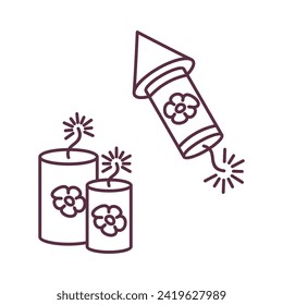 Chinese Lunar New Year simple cartoon decoration line art design outline
