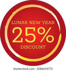 Chinese Lunar New Year Twenty Five Percent Discount Sticker Tag - Vector