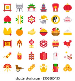 Chinese lunar new year vector icon set, flat style