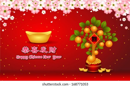 Chinese Lunar New Year : chinese new year vector design / Chinese character for "happy and prosperous"