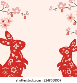 chinese lunar symbol with two rabbits