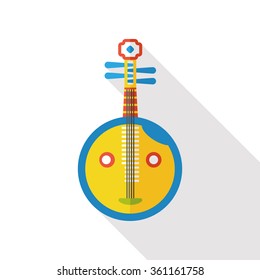 Chinese lute music instrument flat icon