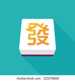 Chinese mahjong flat icon with long shadow,eps10