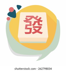 Chinese mahjong flat icon with long shadow,eps10