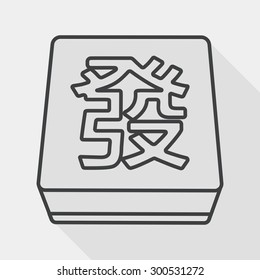 Chinese mahjong flat icon with long shadow, line icon