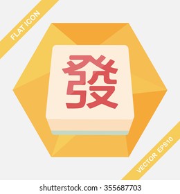 Chinese mahjong flat icon with long shadow,eps10